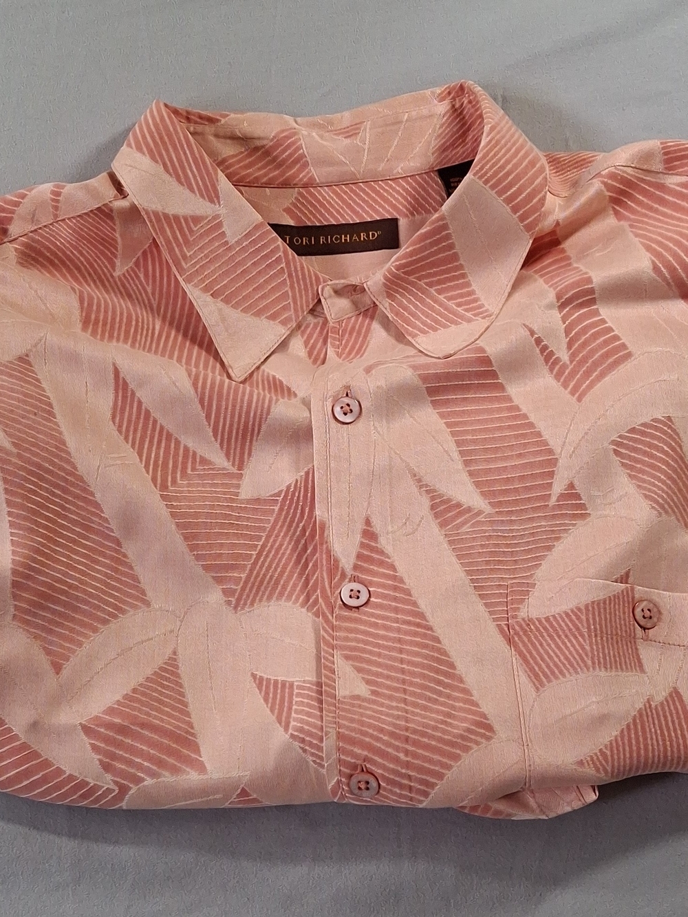 Tori Richard x Halekulani Resort 100% Silk Aloha Shirt Men’s 2XL Pink Palm Orchi